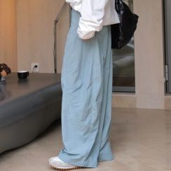 New Japanese Casual Stitching Curved Wideleg Casual Pants