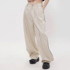 4Pcs Womens Fashion Striped Wide Leg Pants