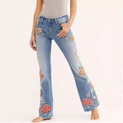 4Pcs High Waisted Skinny Embroidered Flared Pants