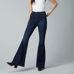 6Pcs Vintage High Waist Soft Dark Wash Big Leg Jeans
