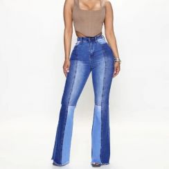 2Pcs Womens High Waisted Color Blocking Flared Pants