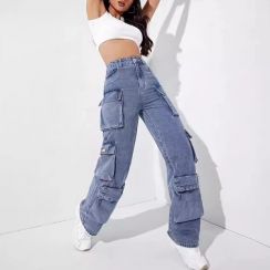 3Pcs Womens Clothing Jeans Cargo Pants With Pocket