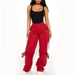 2Pcs High Waisted Baggy Jogger Trousers and Pants With Sides Pockets